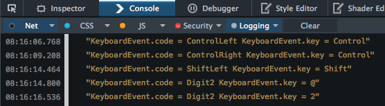 KeyboardEvent.code 的屬性
