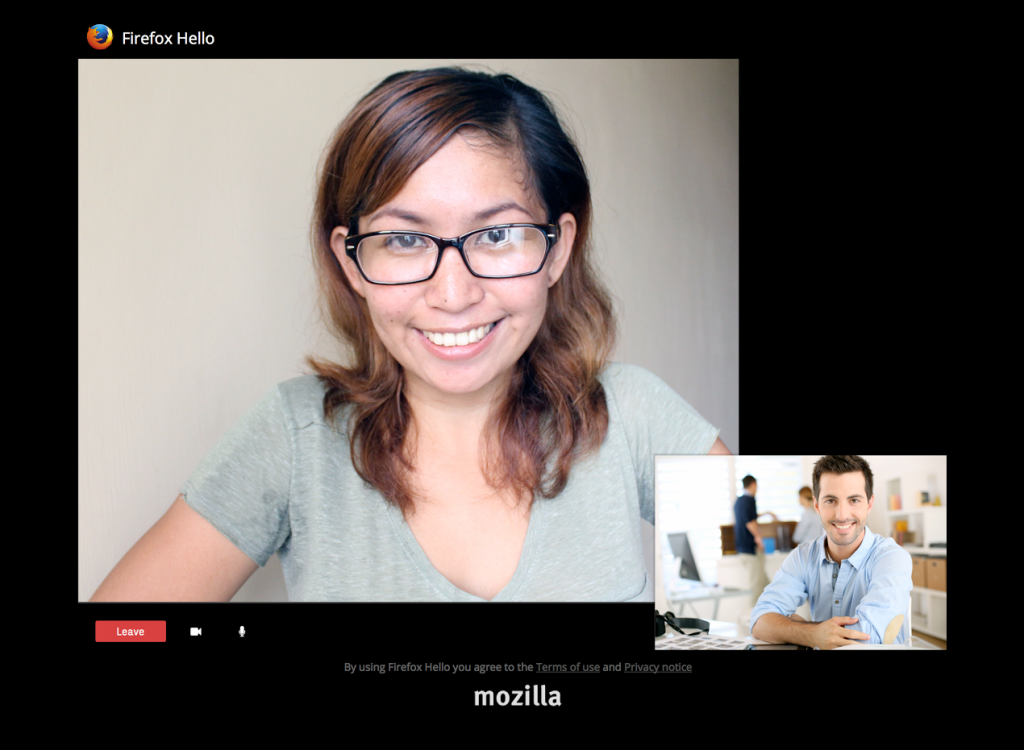 Firefox Hello 中的新對話視窗