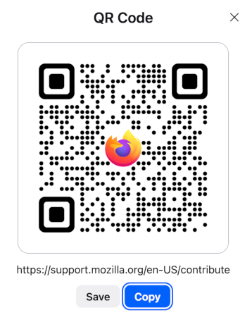 螢幕截圖：Firefox 產生的頁面 QR code