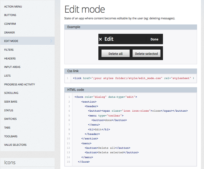 Firefox OS UI components